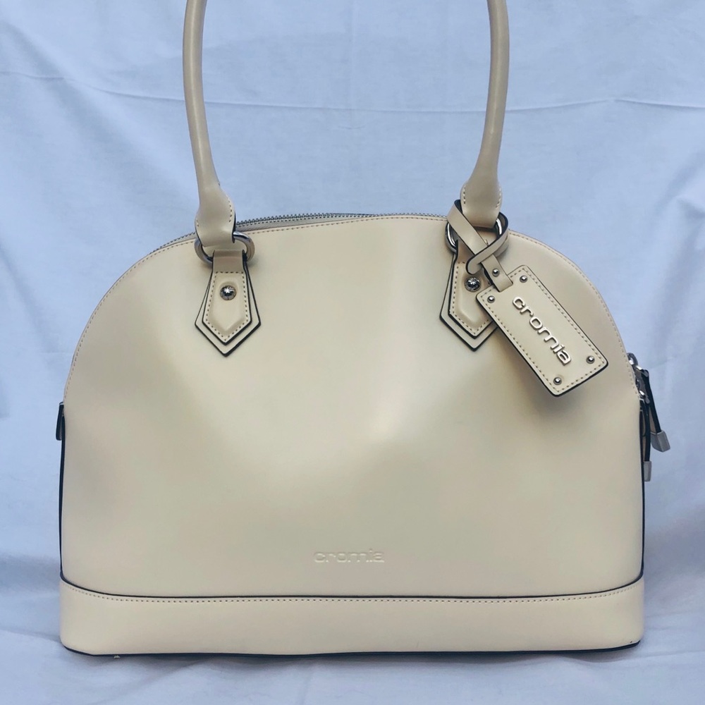 Cromia White Italian Leather Designer Handbag